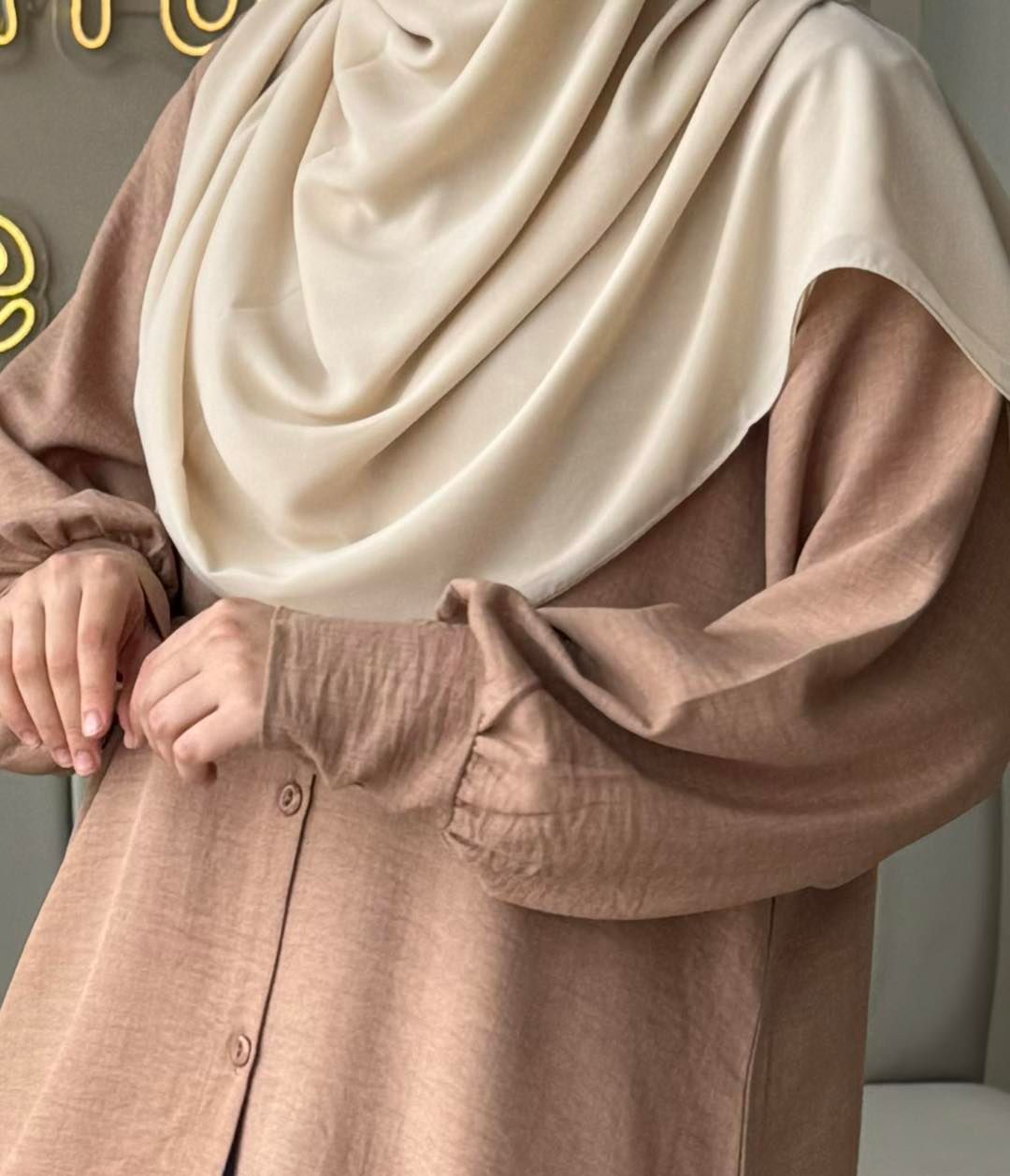 Linen Long Shirt with Denim skirt