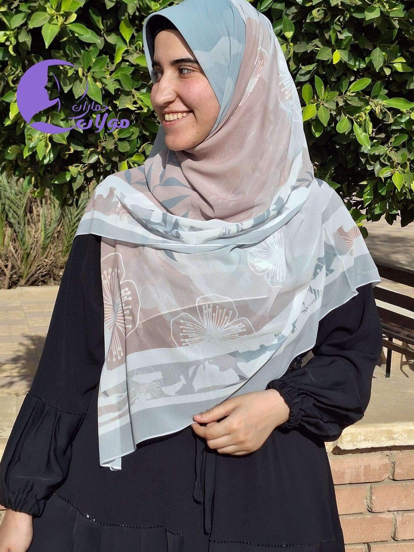 Square printed Khimar